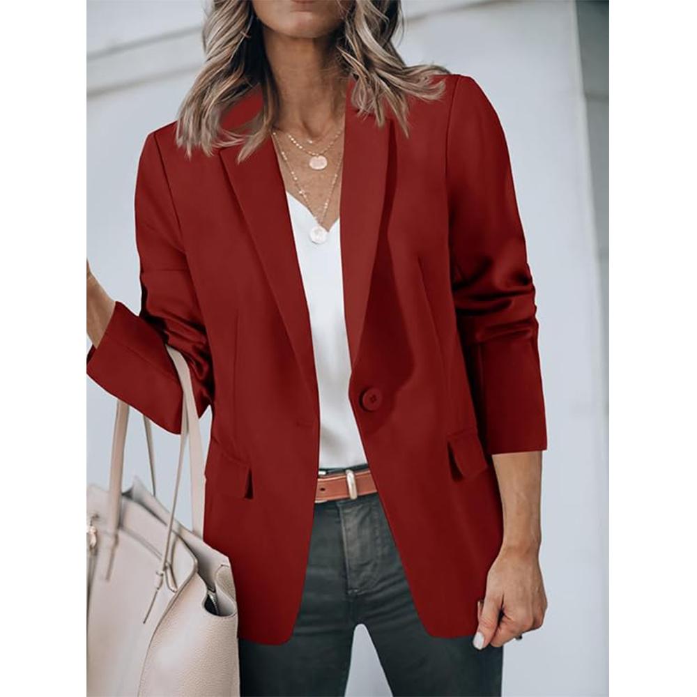 

Женские повседневные пиджаки с открытым передом и длинным рукавом для работы в офисе, пиджаки для пиджака M красный