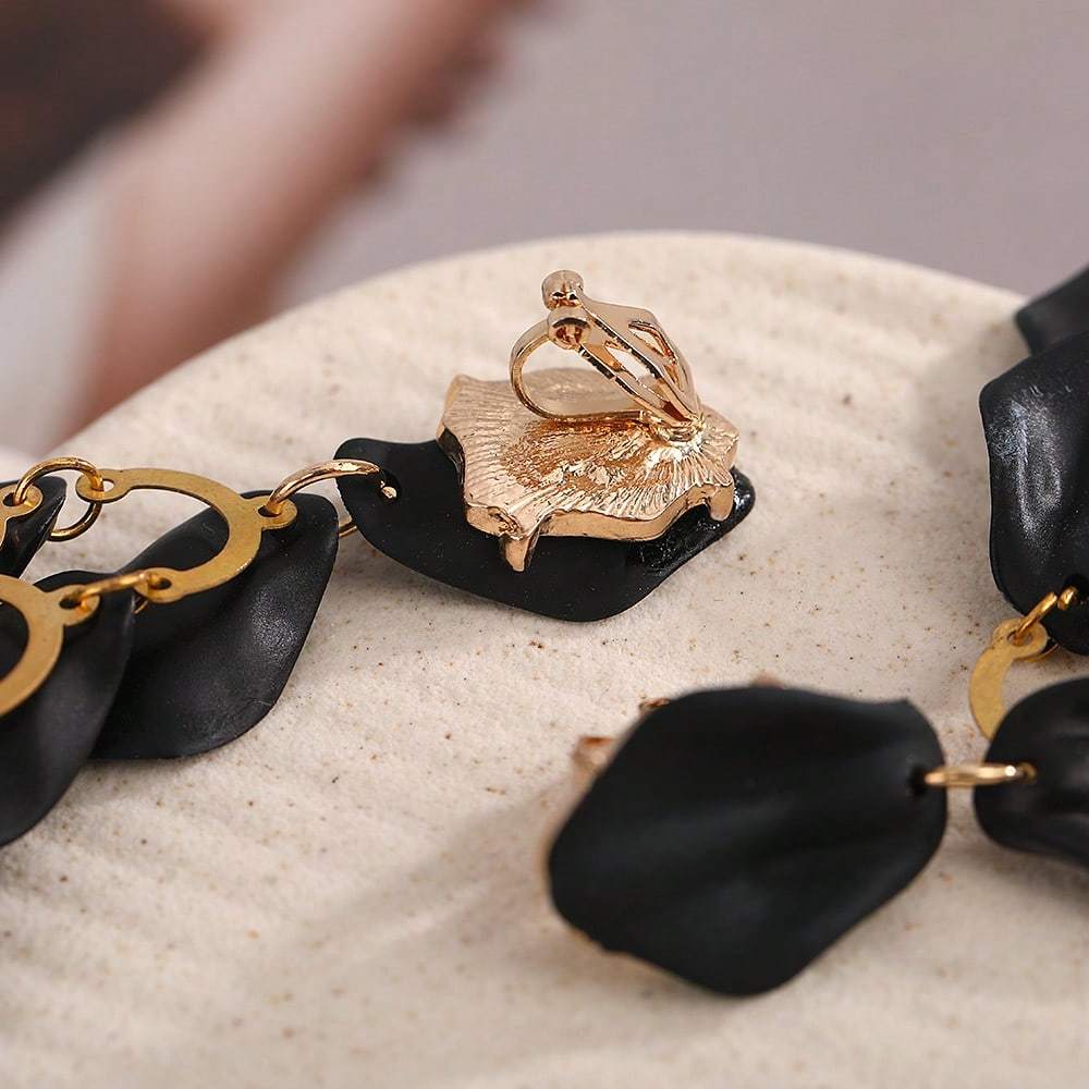 1 Pair Bohemian Floral Petal Tassel Acrylic Clip-On Earrings, High-End Piercing-Free Party Jewelry for Women