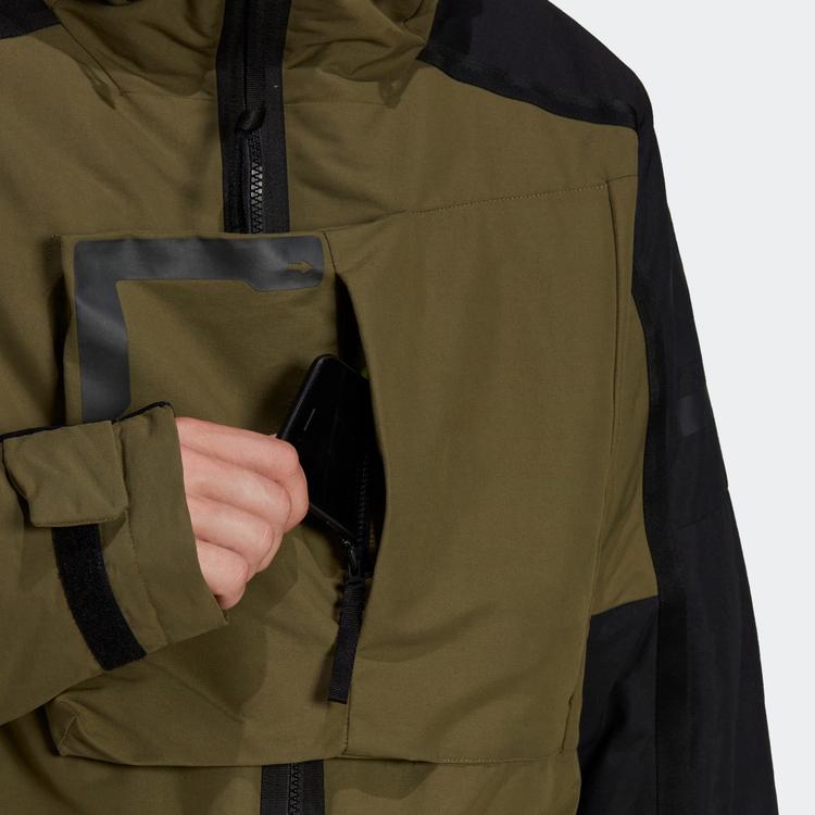 Adidas Outdoor Casual Sports Zip Hooded Long Sleeve Cotton Jacket Men Jacket Green H48576