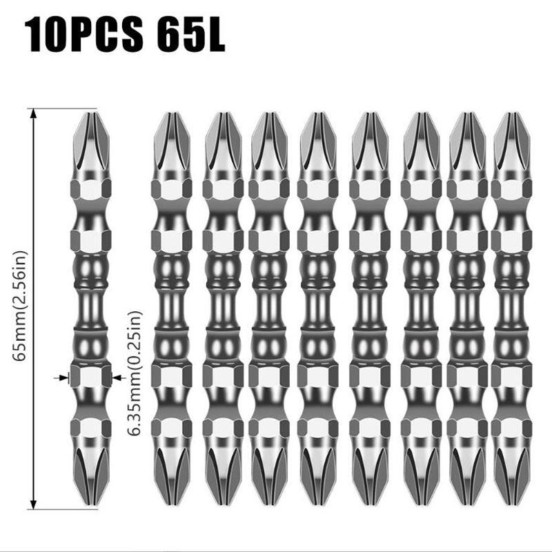 

S2 Сильная магнитная нескользящая головка с двойной головкой, высокая твердость, промышленная головка, отвертка, крестовая головка, сверло 10pcs H2*65