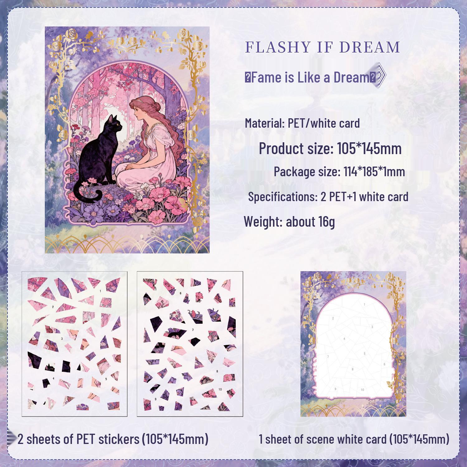 ZABC Река Звезд Серия Разбитые Мечты: 3 ПЭТ-наклейки с белым фоном-карточкой, пейзажные, для DIY-декора