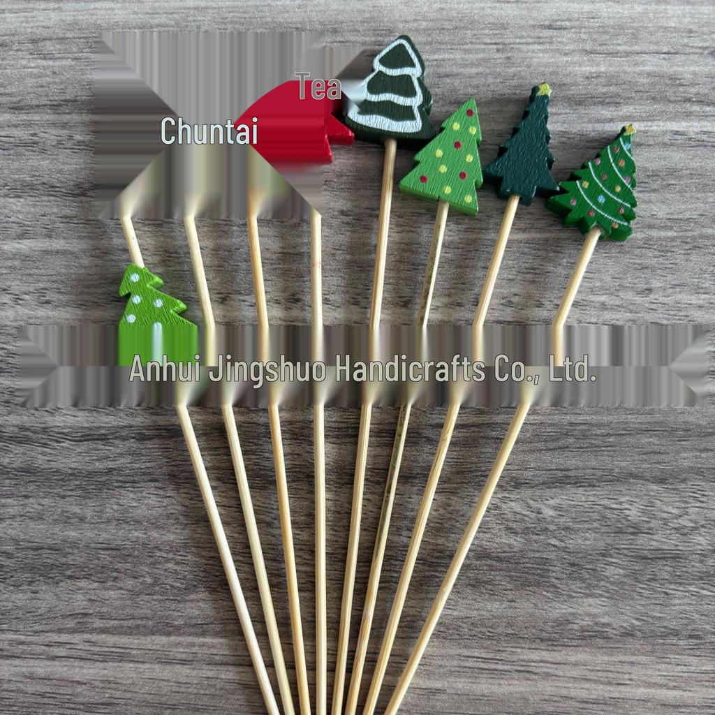 Bunte Weihnachtsbaum-Bambuszahnstocher: Kiefernzapfen Frucht- & Dekorationsspieße, Einwegspieße