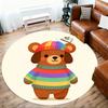 1pc Bear Rainbow Sweater Round Chair Mat Area Rug - Non-Slip, Floor Mat for Office, Bedroom, and Indoor Decor -Gift C1125002