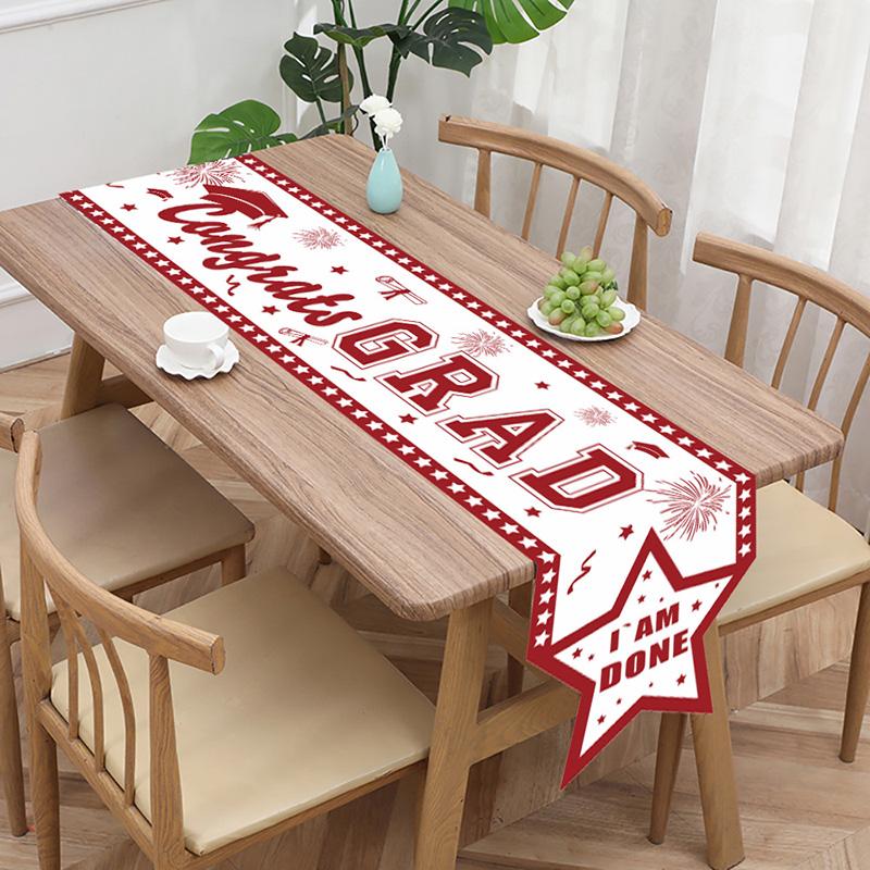 1PC Party Decor Table Decor Polyester Tablecloth Happy Graduation Graduation Theme Table Runner