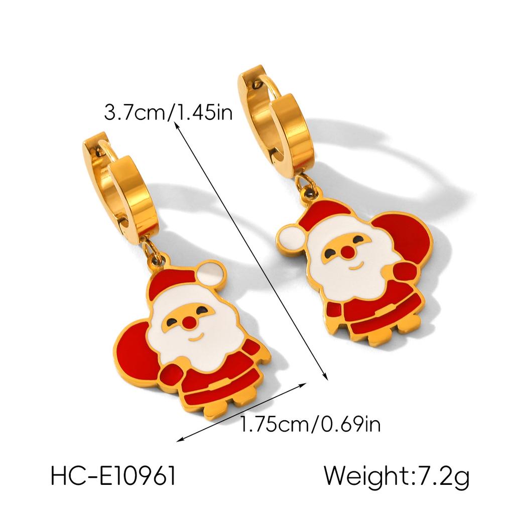 Christmas Series Jewelry Necklace Drip Oil Christmas Earrings Christmas Tree Bell Reindeer Pendant Titanium Steel Bracelet