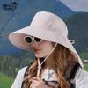 Spring and summer big eaves shawl neck protector bucket hat outdoor sun protection sun hat fashion with ponytail hole hat women