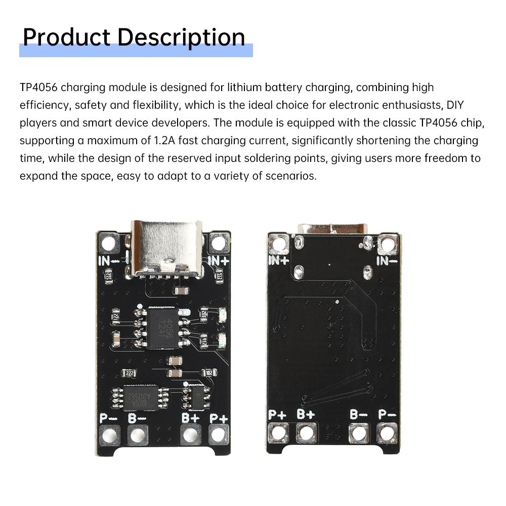 2 In 1 TP4056 Li-ion Battery Charging Module DC 4-8V 1.2A Battery Charging Board Module Type C Charging Protection