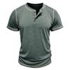 European and American Style Men's Summer Short Sleeve Henry Shirt  Round Neck T-shirt Color Block Top