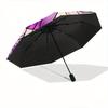 1pc Stained Glass Hummingbird Pattern Pattern Automatic 3-Fold Umbrella, 8 Iron Frames, High-Value Folding Umbrella, Suitable for Office, Travel