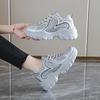 TUINANLE Black Women Platform Sneakers Breathable Lace Up Chunky Casual Comfort Walking Shoes