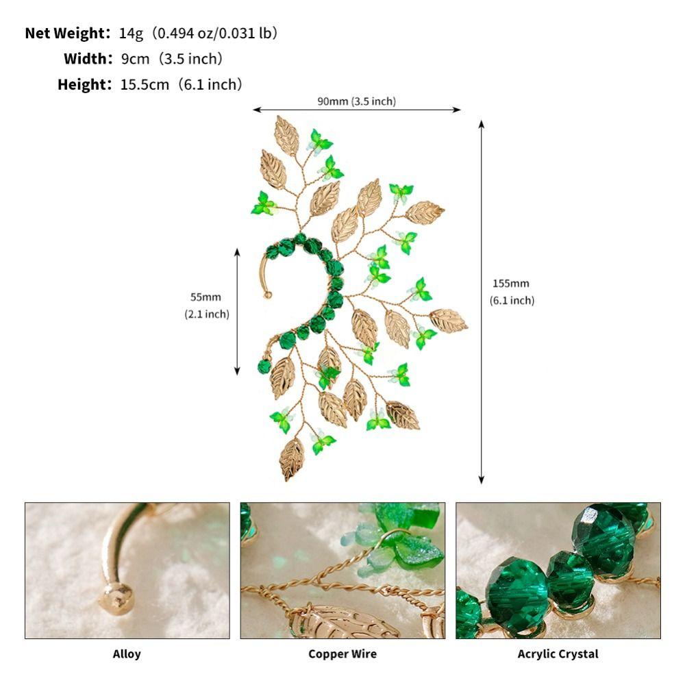 Fairy Pearl Flower Ear Cuffs Chic Rhinestone Ear Clips Aesthetic Butterfly Elf Ear Cuff  Girls