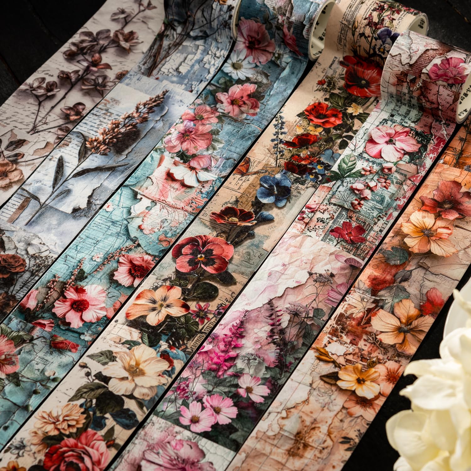 

Alideco Маскировочный Милый Ретро Цветочный Коллаж Васи Клейкий Широкий Стильный Маскировочные Наклейки 6 шт. Лента, Лента, Ширина, Сделай сам, Лента, (qihuamanying)