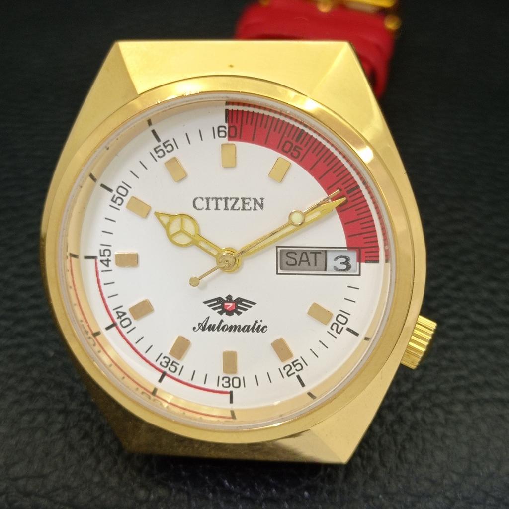 REFURBISHED MENS CITIZEN AUTOMATIC 8200 JAPAN WHITE COLOR DIAL WATCH A432386-2 R111-a432386