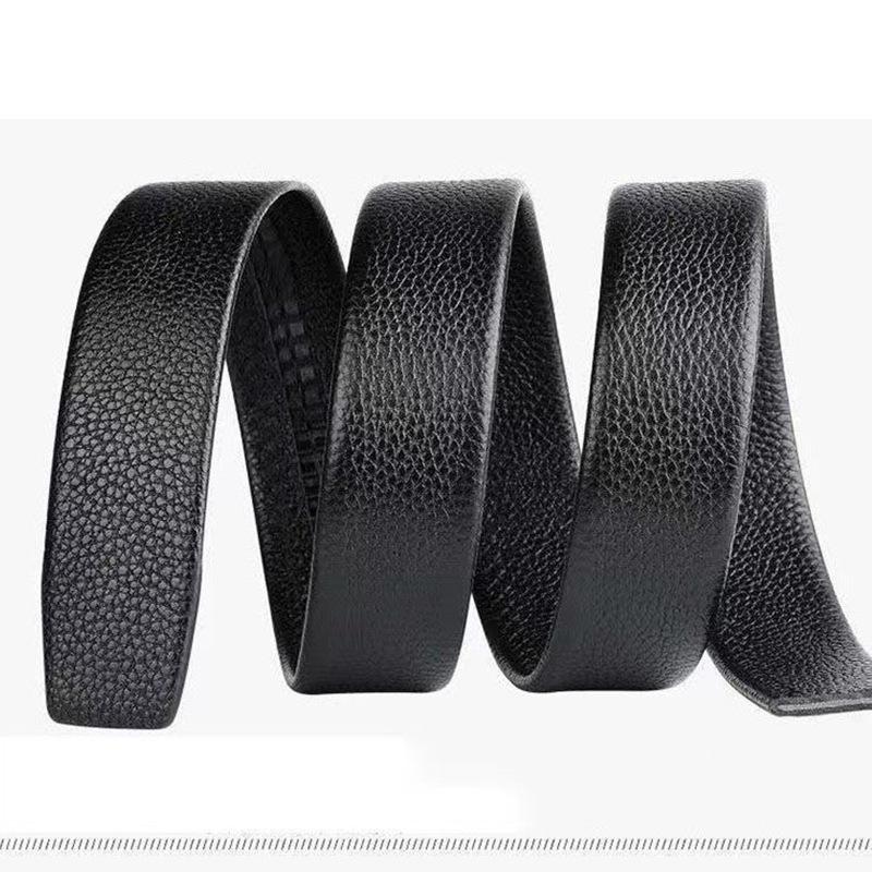 Men's Cowhide Belt Without Head Automatic Buckle Belt Men's Business Trousers Genuine Leather Belt Strip
