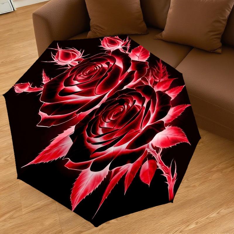 1pc Rose Petals Automatic Open/Close Umbrella Compact Folding Umbrella with 8-Rib Shaft for Women/Men, Elegant Birthday1188S