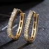 Huitan Fashion copper Color Cross Hoop Earrings for Women Full Crystal Cubic Zirconia Statement Female Earrings Trends Zircon