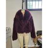 Women's Turn Down Collar Long Sleeve Faux Fur Coat Loose Elegant Short Winter Outerwear