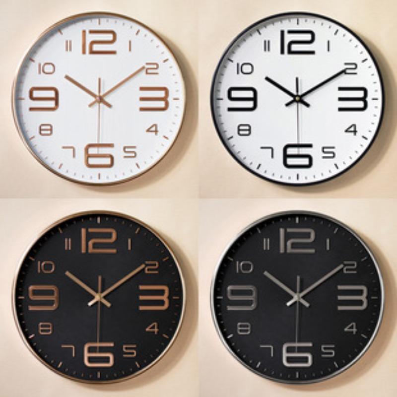 12-inch Stainless Steel Wall Clock, Aluminum Clock, Creative and Fashionable Living Room Wall Clock, Quartz Clock