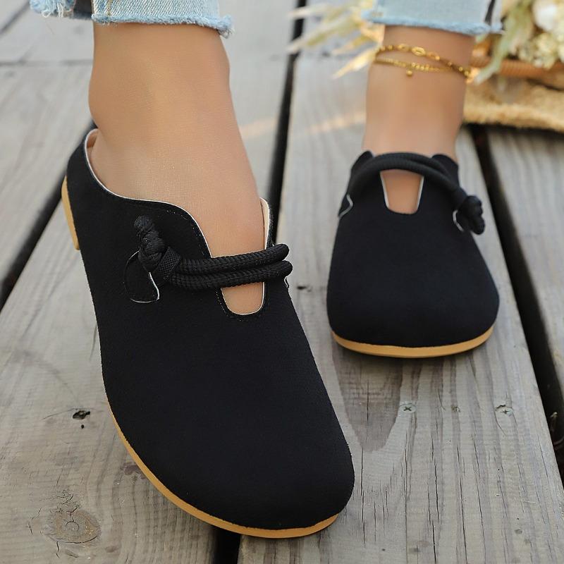 Retro Comfort Closed‑Toe Women's Mules for Outdoor Wear, New Spring Korean‑Style Flat Lazy Loafer Slippers