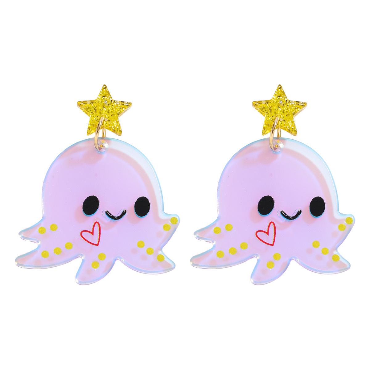 Cartoon cute crab starfish plate earrings personalized trend marine animal series acrylic earrings