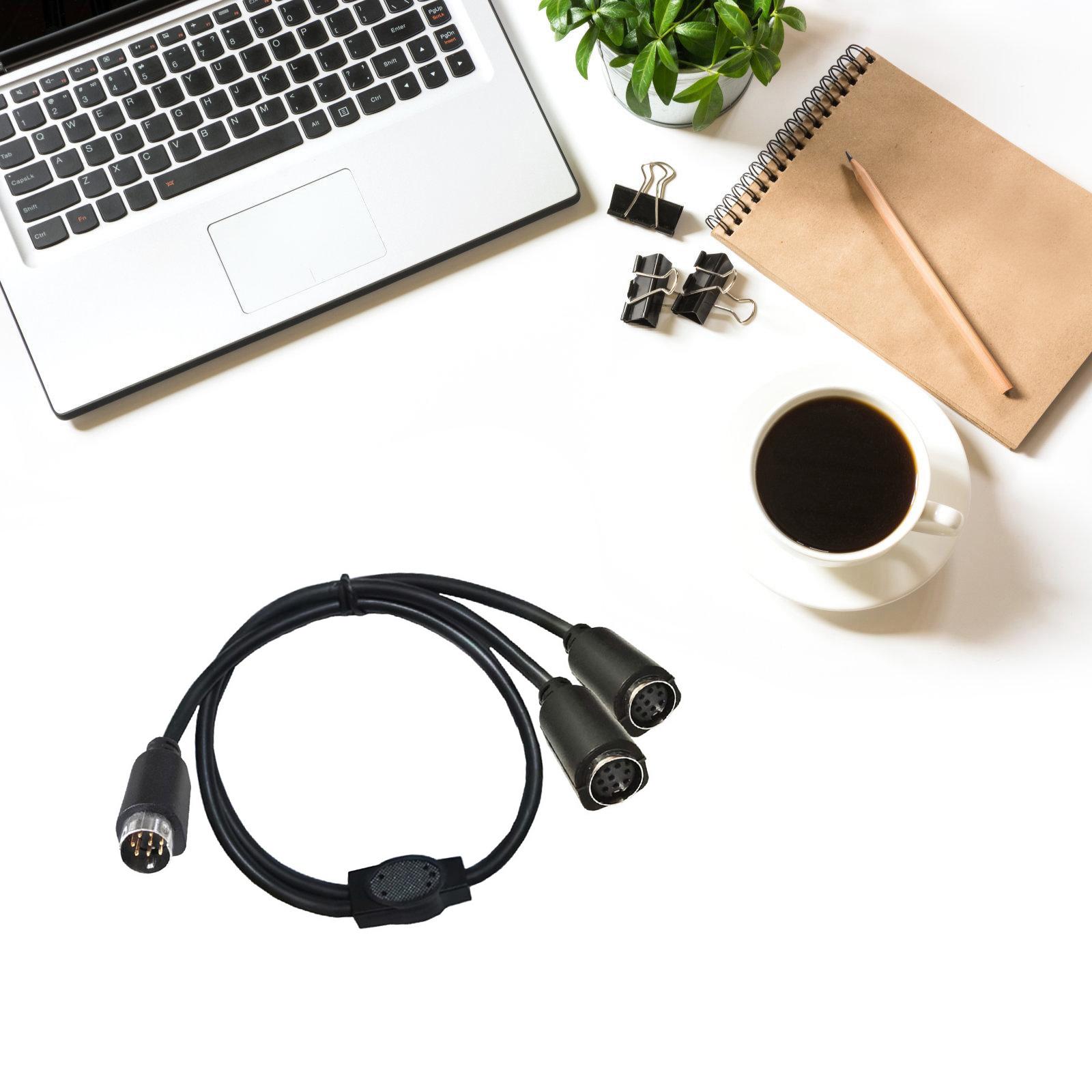 

1 to 2 8Pin Splitter Cable Durability 8pins S-Video Cord for Electronic Drum Machine and Foot Controller 1