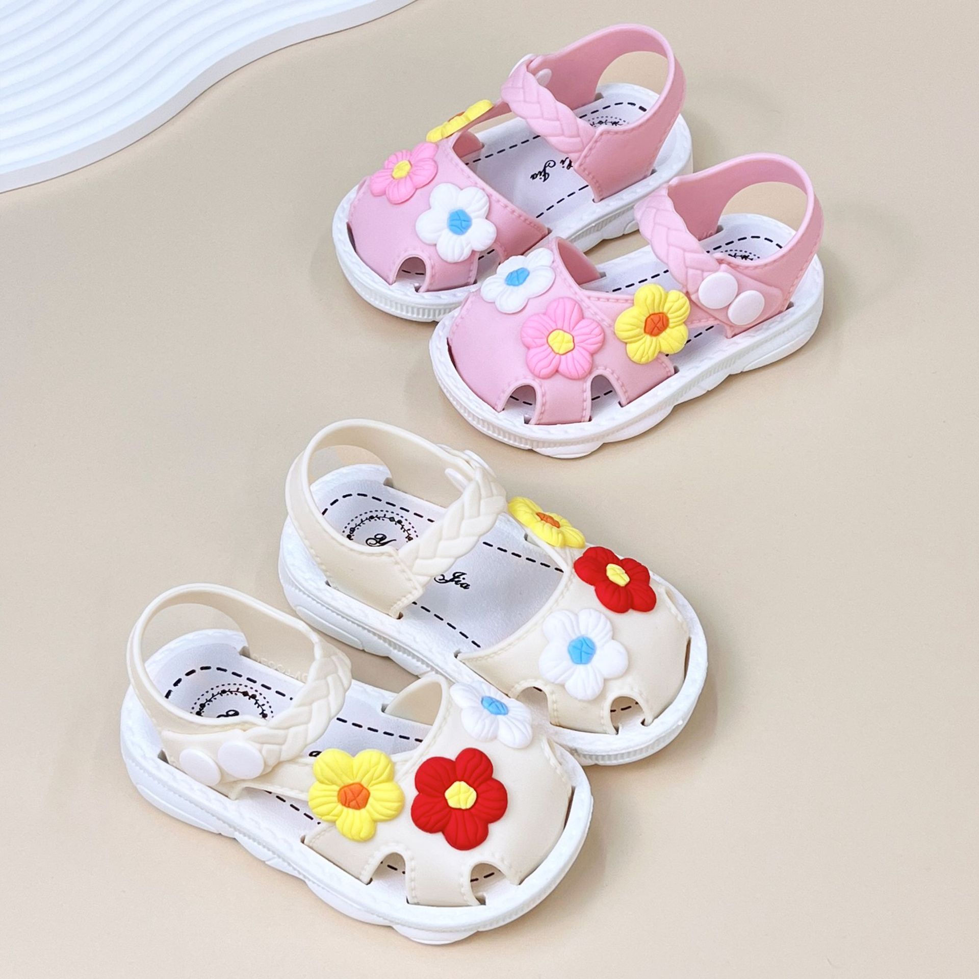 

New Summer Sandals with Soft Soles for Girls, Little Princess Closed-Toe Baby Anti-Slip Walking Shoes 16-20Code（No free shipp