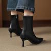 Krazing Pot Microfiber Pointed Toe Thin High Heels Modern Boots Size 42 Zip Women Elastic Ankle Boots