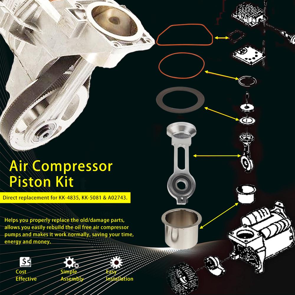 KK-4835 Compressor Piston Kit Connecting Rod Replacement Kit Fits For Craftman/Devildiss/Dewalt/Porter Cable, KK5081 A02743