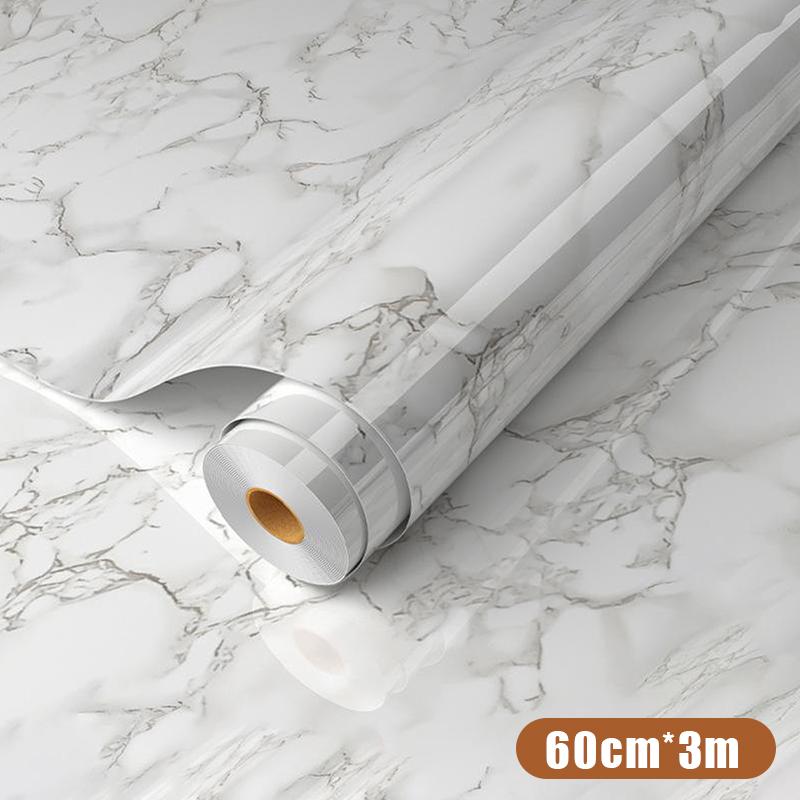 Self Adhesive Marble Grain Contact Paper Waterproof Oil Proof Stain Resistant Easy Clean for Kitchen Countertop Bathroom Renovation