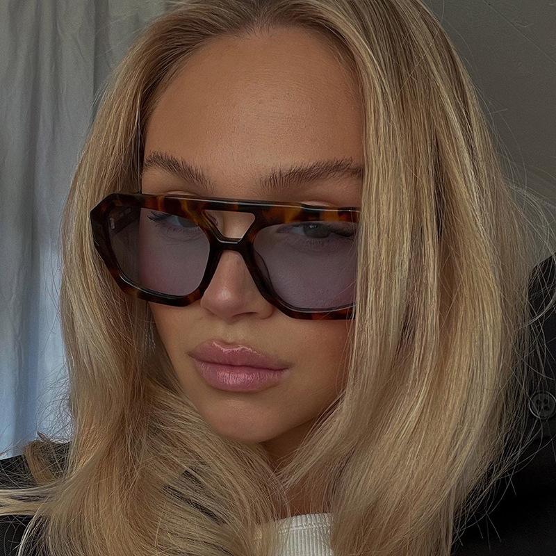 5set Female Large Frame Square Sunglasses Fashion New Retro Double Bridges Sun Glasses Female Luxury Designer Lady Eyewear UV400