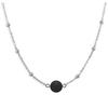 2025 Silver Simple Round Lava Rock Oil Essential Choker Necklace For Girls