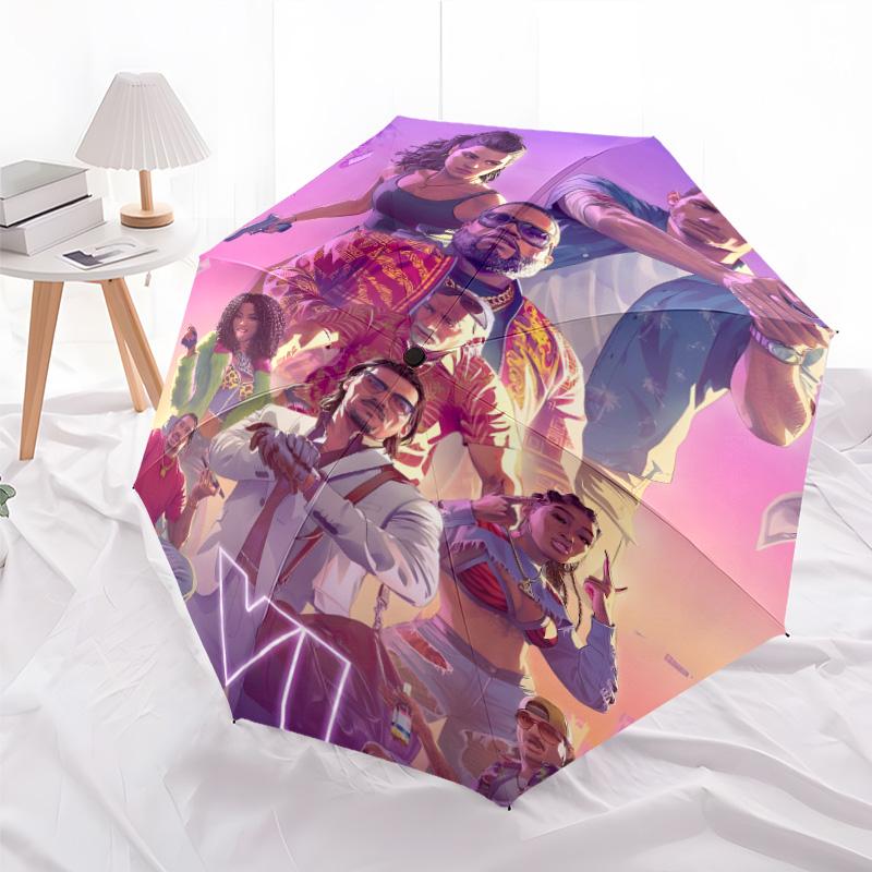 1pc GTA Umbrella, Sun Protection, And UV Shielding. It Has Eight Sturdy Ribs for Outdoor Use And Perfect As a Holiday Gift