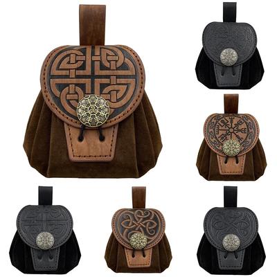 Steampunk Mittelalterlicher Punk Stil Bauchtasche für Herren PU Leder Geldbörse zum Aufhängen Gürtel Hüftbeutel mit Kordelzug Cosplay Requisite