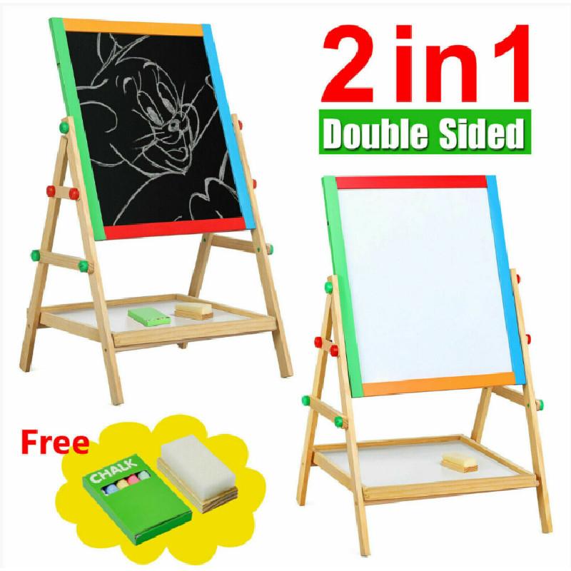 Wooden Kid Art Easel Double Sided Blackboard Magnetic Surface Multi Functional