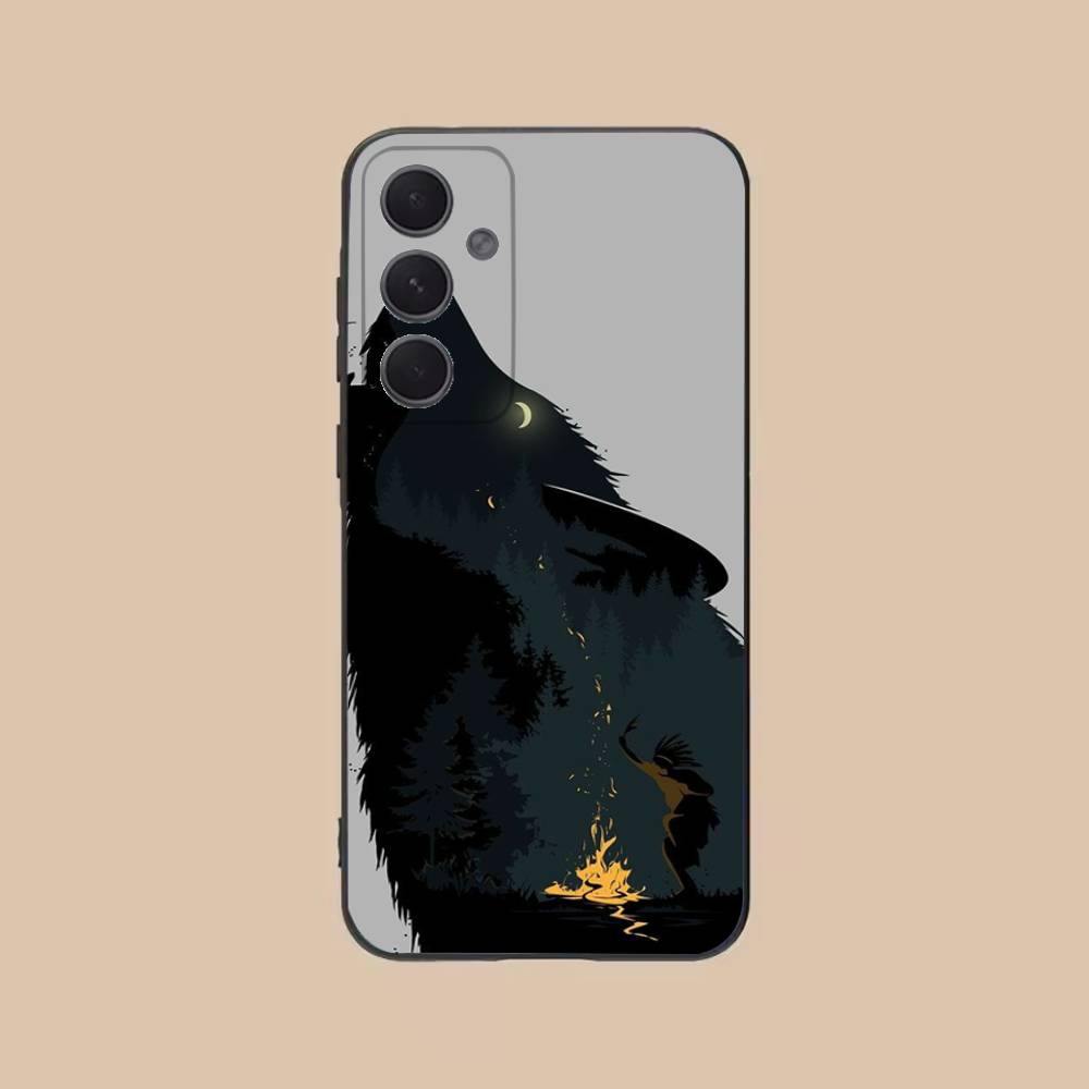 

White Wolf Phone Case For Samsung S25,24,21,22,23,20,S30,Ultra,Plus,Fe,Lite,Note,5G Black Soft SamsungS26