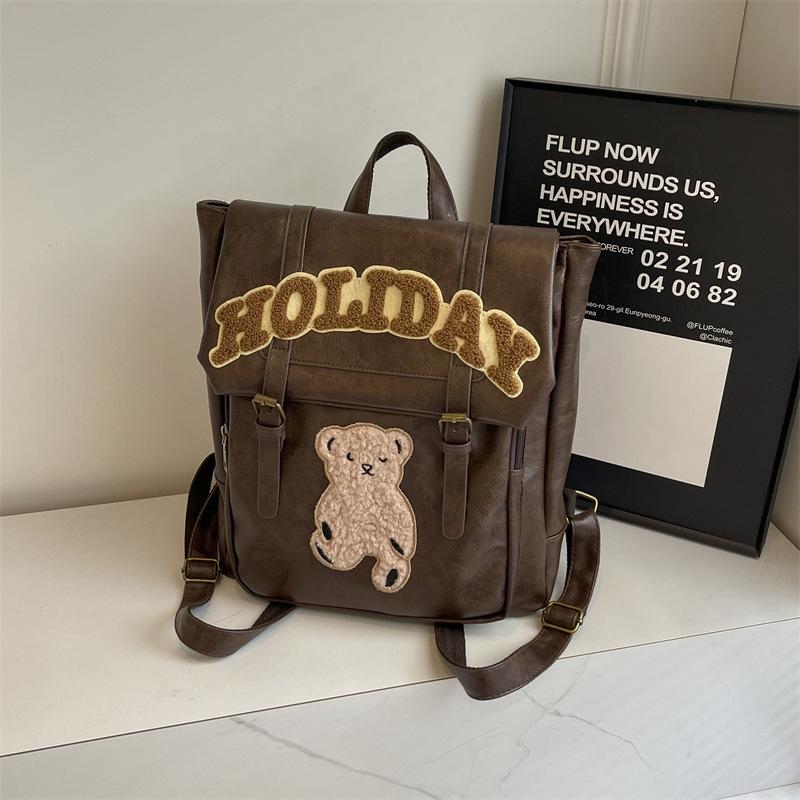 Backpack Women s Large Capacity 2025 New Casual Trend Retro Portable British Style Student School Bag Travel Backpack темно-коричневого 4198₽