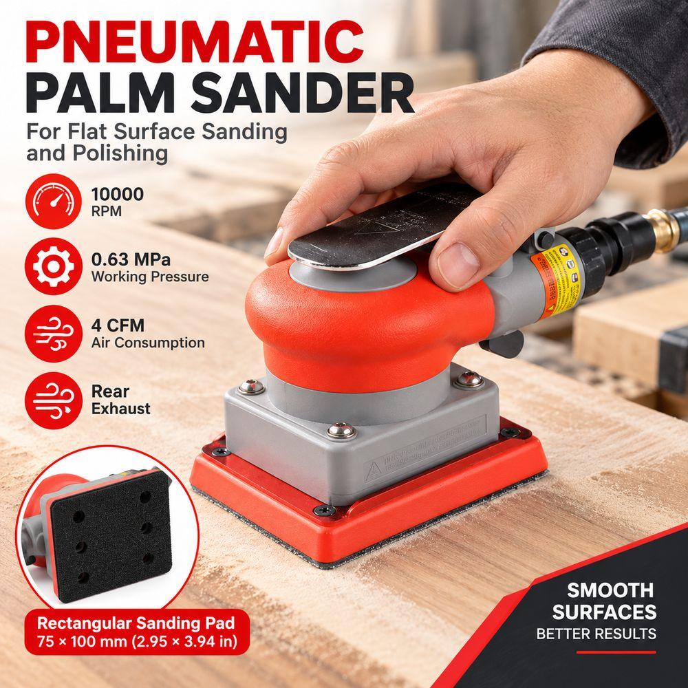 Palm Grip Pneumatic Palm Sander Pneumatic Polisher for Flat Surface Sanding and Polishing