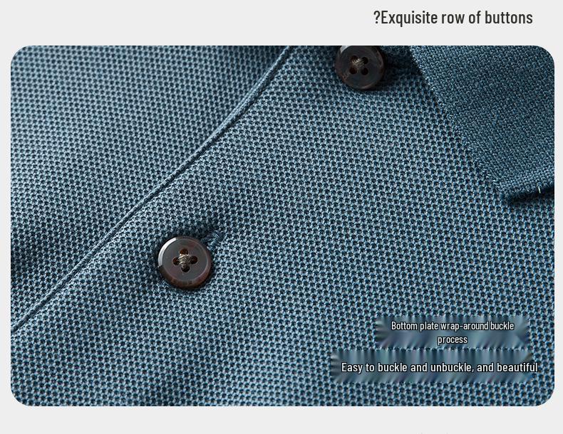 Men's Solid Color 100% Cotton Polo - Short-Sleeve, Summer Casual Lapel Top for Middle Age