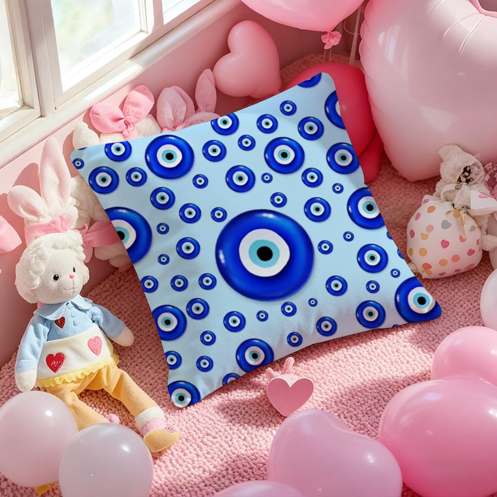 Evil Eye Symbol Art Cushion Cover Pattern Printed Pillowcase for Living Room Sofa Cushion Cover & Bedroom Decor