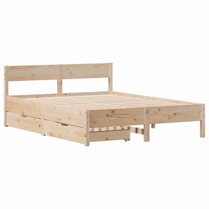 VidaXL Cadre de lit avec tête de lit 140x190 cm bois de pin massif, meuble de chambre à coucher, sommier, lit en bois, lit, 3301761