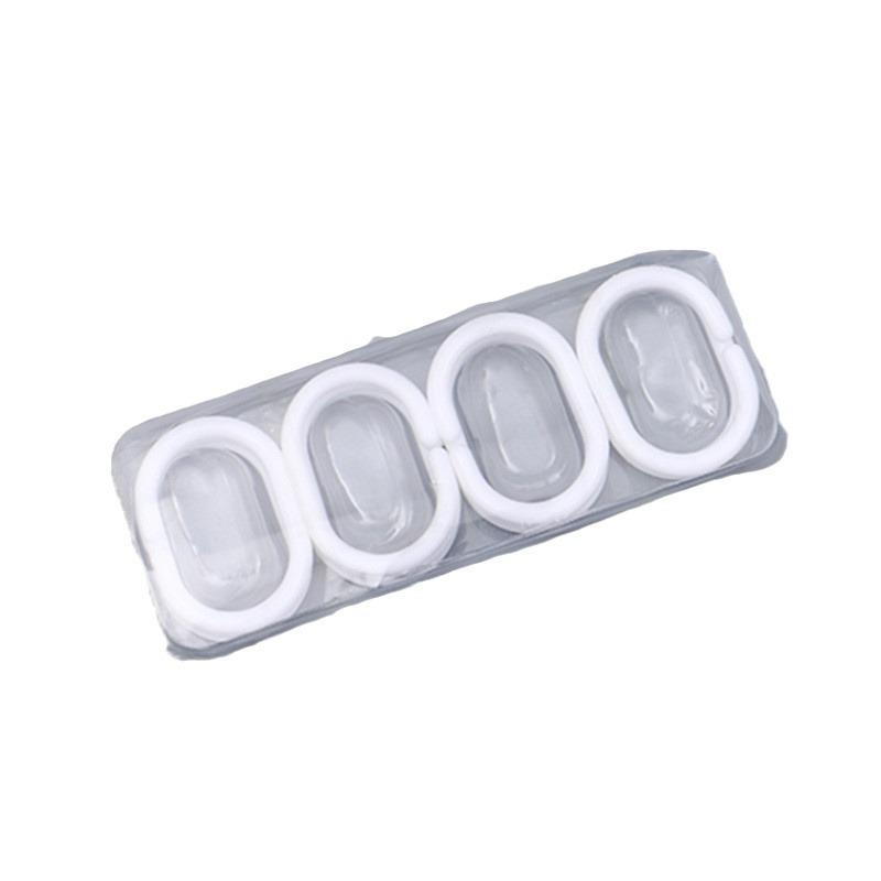 Porcelain White PP Plastic Shower Curtain Hooks - C-shaped Pack of 12