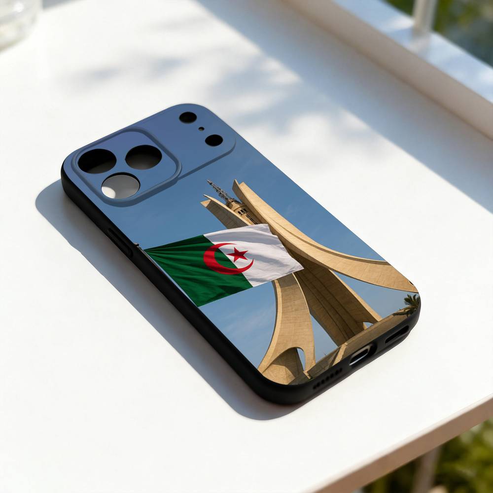 Algeria Flag Cool Phone Case For iPhone 17,16,15,14,13,12,11,Pro,Max,Plus,E,SE4,Air,Mini Black Soft Cover