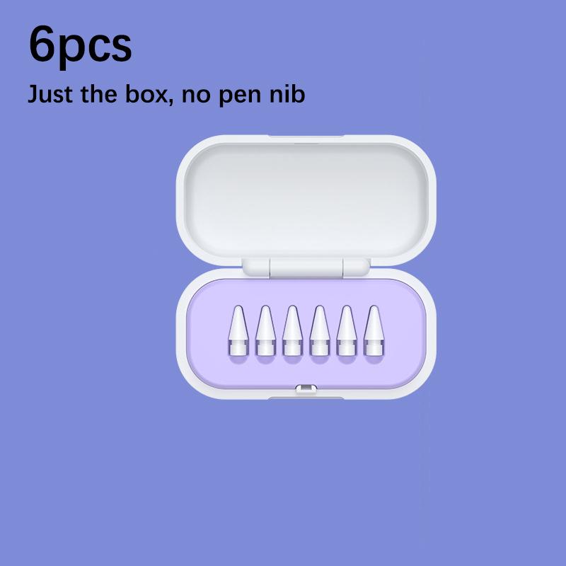 

Universal Pen Nib Storage Box Anti-Fall Replacement Pen Nib Box Suitable Apple First/Second Generation Capacitive Pen Nib Box 6PCS фіолетовий