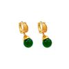 Chinese Retro Green Agate Jade Gold-Plated Earrings for Women