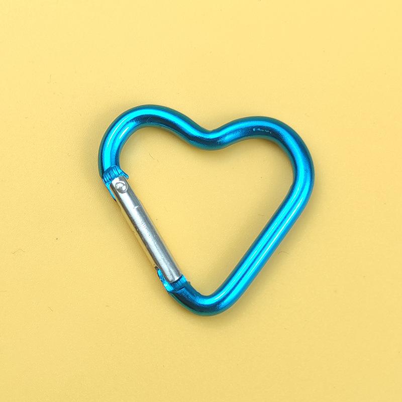1 Pcs Heart-shaped Aluminum Carabiner Key Chain Clip Outdoor Keyring Hook Water Bottle Hanging Buckle Travel Kit Accessories
