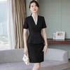 Elegant Women's Short-Sleeve Suit Set: Summer Workwear for Hotel and Jewelry Store Receptionists