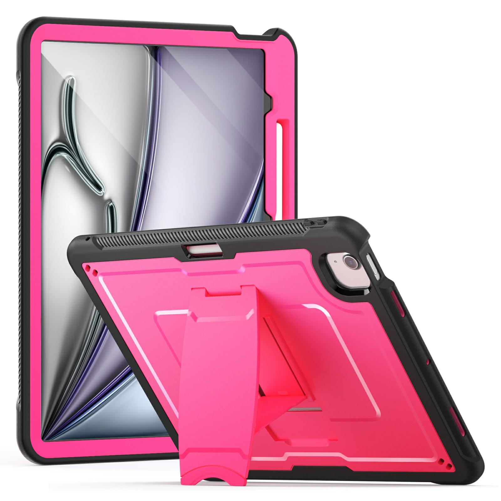 

For iPad Air 13 (2025)/(2024) A3268 Case PC+TPE Tablet Cover with Hidden Zinc Alloy Kickstand Rose