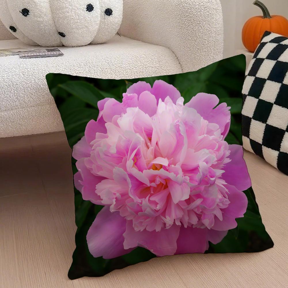cheerful Natural Flowers in Photography Cushion Cover Throw Pillow Cover Hidden Button Durable Polyester Chair Cushion