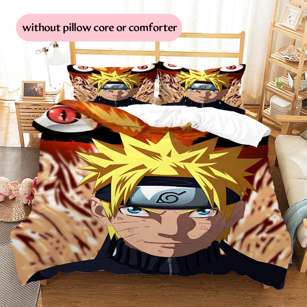 Naruto Uzumaki Naruto Anime Character Pattern Bedding Home Decoration Birthday Gift (1 * duvet cover + 2 * pillowcase, without core)