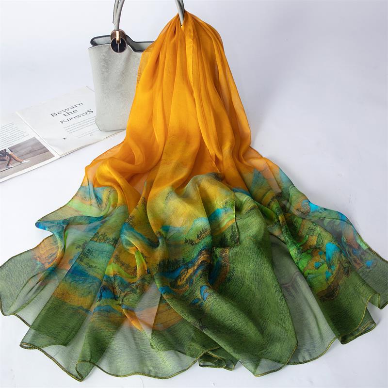 New 100% Mulberry Silk Silk Scarf Pure Chiffon Silk Scarf Shawl Exquisite Scarf Yarn